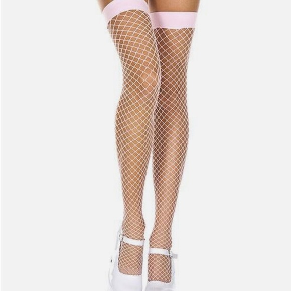 Accessories - Pink Thigh High Fishnets